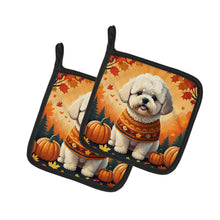 Load image into Gallery viewer, Bichon Frise Fall Pot Holders - Set of 2 Decorative Kitchen Helpers | Made in the USA