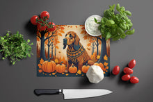 Load image into Gallery viewer, Bloodhound Fall Glass Cutting Boards – Durable, Decorative Kitchen Art Large