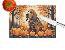 Load image into Gallery viewer, Bloodhound Fall Glass Cutting Boards – Durable, Decorative Kitchen Art Large