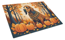 Load image into Gallery viewer, Bloodhound Fall Glass Cutting Boards – Durable, Decorative Kitchen Art Large