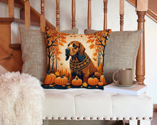 Load image into Gallery viewer, Bloodhound Fall Throw Pillow - 14x14 Decorative Pillow – Art for Your Home &amp; Patio