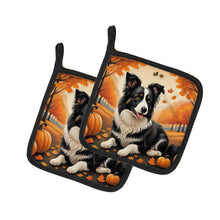 Load image into Gallery viewer, Border Collie Fall Pot Holders - Set of 2 Decorative Kitchen Helpers | Made in the USA