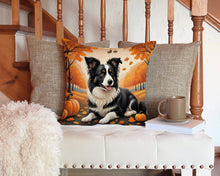 Load image into Gallery viewer, Border Collie Fall Throw Pillow - 14x14 Decorative Pillow – Art for Your Home &amp; Patio