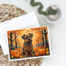 Load image into Gallery viewer, Border Terrier Fall Greeting Cards -  Blank Note Cards – 8-Pack of Artist-Designed Cards with Envelopes