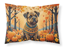 Load image into Gallery viewer, Border Terrier Fall Fabric Standard Pillowcase – Artistic Decorative Front, White Back