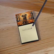 Load image into Gallery viewer, Border Terrier Fall Sticky Note Holder- Refiilable Desk Accessory Note Pad