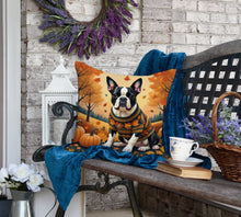 Load image into Gallery viewer, Boston Terrier Fall Fabric Decorative Pillow