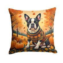 Load image into Gallery viewer, Boston Terrier Fall Fabric Decorative Pillow