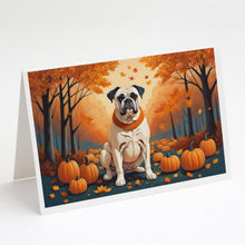 Load image into Gallery viewer, White Boxer Fall Greeting Cards -  Blank Note Cards – 8-Pack of Artist-Designed Cards with Envelopes