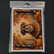 Load image into Gallery viewer, Boxer Fall Greeting Cards -  Blank Note Cards – 8-Pack of Artist-Designed Cards with Envelopes