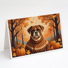 Load image into Gallery viewer, Boxer Fall Greeting Cards -  Blank Note Cards – 8-Pack of Artist-Designed Cards with Envelopes