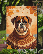 Load image into Gallery viewer, Boxer Fall Garden Flag – Dog Surrounded by Pumpkins &amp; Autumn Leaves