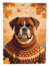 Load image into Gallery viewer, Boxer Fall Garden Flag – Dog Surrounded by Pumpkins &amp; Autumn Leaves