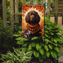 Load image into Gallery viewer, Boykin Spaniel Fall Garden Flag – Dog Surrounded by Pumpkins &amp; Autumn Leaves