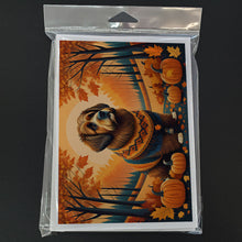 Load image into Gallery viewer, Briard Fall Greeting Cards -  Blank Note Cards – 8-Pack of Artist-Designed Cards with Envelopes