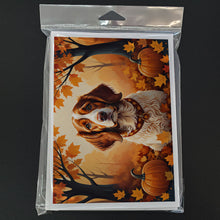 Load image into Gallery viewer, Brittany Spaniel Fall Greeting Cards -  Blank Note Cards – 8-Pack of Artist-Designed Cards with Envelopes