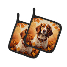 Load image into Gallery viewer, Brittany Spaniel Fall Pot Holders - Set of 2 Decorative Kitchen Helpers | Made in the USA