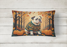 Load image into Gallery viewer, White English Bulldog Fall Fabric Decorative Pillow