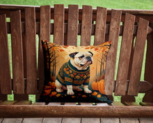 Load image into Gallery viewer, White English Bulldog Fall Throw Pillow - 14x14 Decorative Pillow – Art for Your Home &amp; Patio