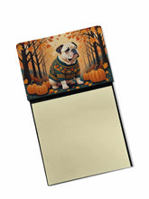 Load image into Gallery viewer, White English Bulldog Fall Sticky Note Holder- Refiilable Desk Accessory Note Pad