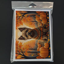 Load image into Gallery viewer, Cairn Terrier Fall Greeting Cards -  Blank Note Cards – 8-Pack of Artist-Designed Cards with Envelopes