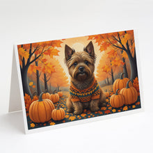 Load image into Gallery viewer, Cairn Terrier Fall Greeting Cards -  Blank Note Cards – 8-Pack of Artist-Designed Cards with Envelopes