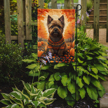 Load image into Gallery viewer, Cairn Terrier Fall Garden Flag – Dog Surrounded by Pumpkins &amp; Autumn Leaves