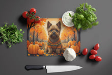 Load image into Gallery viewer, Cairn Terrier Fall Glass Cutting Boards – Durable, Decorative Kitchen Art Large