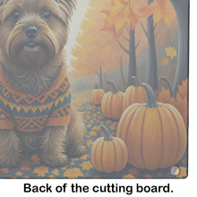 Load image into Gallery viewer, Cairn Terrier Fall Glass Cutting Boards – Durable, Decorative Kitchen Art Large