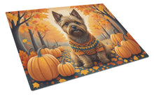 Load image into Gallery viewer, Cairn Terrier Fall Glass Cutting Boards – Durable, Decorative Kitchen Art Large
