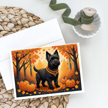 Load image into Gallery viewer, Black Cairn Terrier Fall Greeting Cards -  Blank Note Cards – 8-Pack of Artist-Designed Cards with Envelopes