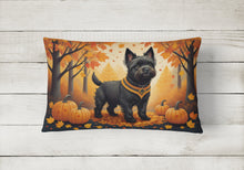 Load image into Gallery viewer, Black Cairn Terrier Fall Fabric Decorative Pillow