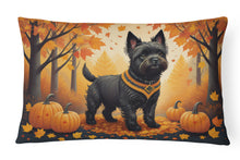 Load image into Gallery viewer, Black Cairn Terrier Fall Fabric Decorative Pillow