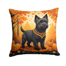 Load image into Gallery viewer, Black Cairn Terrier Fall Fabric Decorative Pillow