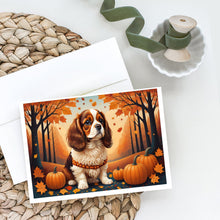 Load image into Gallery viewer, Cavalier Spaniel Fall Greeting Cards -  Blank Note Cards – 8-Pack of Artist-Designed Cards with Envelopes