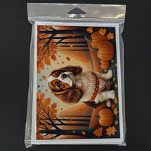 Load image into Gallery viewer, Cavalier Spaniel Fall Greeting Cards -  Blank Note Cards – 8-Pack of Artist-Designed Cards with Envelopes