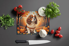 Load image into Gallery viewer, Cavalier Spaniel Fall Glass Cutting Boards – Durable, Decorative Kitchen Art Large