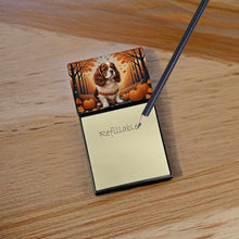 Load image into Gallery viewer, Cavalier Spaniel Fall Sticky Note Holder- Refiilable Desk Accessory Note Pad