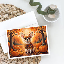 Load image into Gallery viewer, Chihuahua Fall Greeting Cards -  Blank Note Cards – 8-Pack of Artist-Designed Cards with Envelopes
