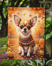 Load image into Gallery viewer, Chihuahua Fall Garden Flag – Dog Surrounded by Pumpkins &amp; Autumn Leaves