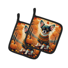 Load image into Gallery viewer, Tricolor Chihuahua Fall Pot Holders - Set of 2 Decorative Kitchen Helpers | Made in the USA