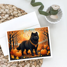 Load image into Gallery viewer, Black Chow Chow Fall Greeting Cards -  Blank Note Cards – 8-Pack of Artist-Designed Cards with Envelopes