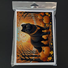 Load image into Gallery viewer, Black Chow Chow Fall Greeting Cards -  Blank Note Cards – 8-Pack of Artist-Designed Cards with Envelopes
