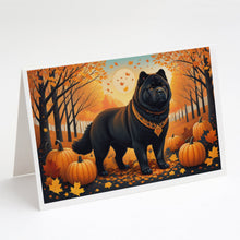 Load image into Gallery viewer, Black Chow Chow Fall Greeting Cards -  Blank Note Cards – 8-Pack of Artist-Designed Cards with Envelopes