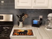 Load image into Gallery viewer, Black Chow Chow Fall Glass Cutting Boards – Durable, Decorative Kitchen Art Large