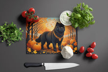 Load image into Gallery viewer, Black Chow Chow Fall Glass Cutting Boards – Durable, Decorative Kitchen Art Large