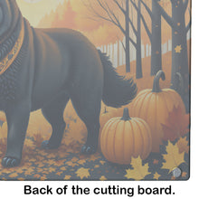 Load image into Gallery viewer, Black Chow Chow Fall Glass Cutting Boards – Durable, Decorative Kitchen Art Large