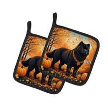 Load image into Gallery viewer, Black Chow Chow Fall Pot Holders - Set of 2 Decorative Kitchen Helpers | Made in the USA