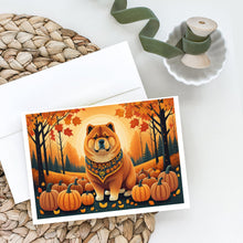 Load image into Gallery viewer, Chow Chow Fall Greeting Cards -  Blank Note Cards – 8-Pack of Artist-Designed Cards with Envelopes