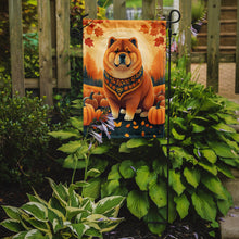 Load image into Gallery viewer, Chow Chow Fall Garden Flag – Dog Surrounded by Pumpkins &amp; Autumn Leaves